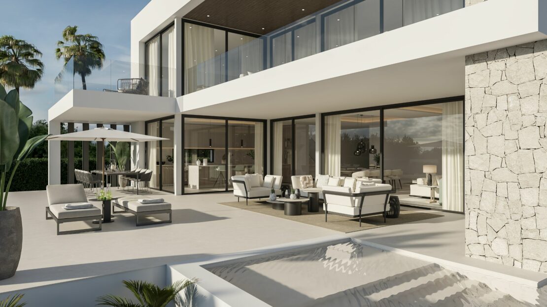 Contemporary villa in Marbesa with beachside luxury and modern design.
