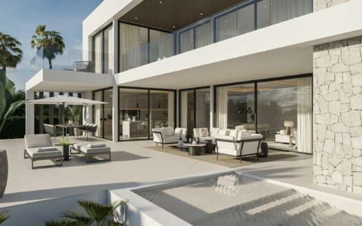 Contemporary villa in Marbesa with beachside luxury and modern design.