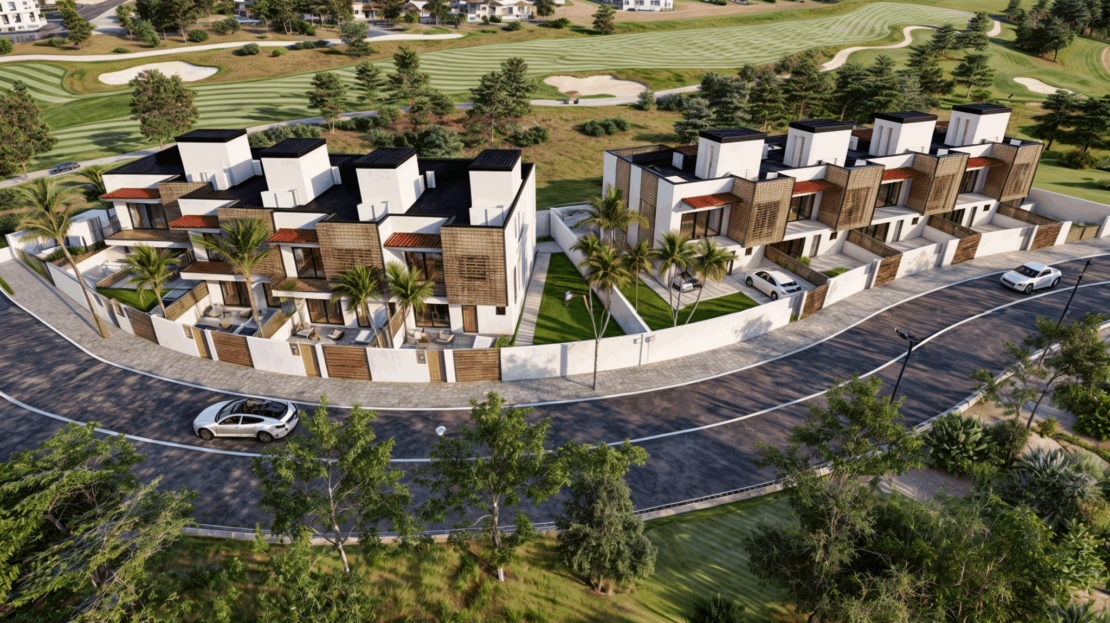 Modern residences at Oasis de Estepona Golf with panoramic views and top-notch amenities.