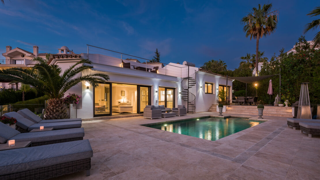 Dream family home in Nueva Andalucia with stunning golf course views and heated pool
